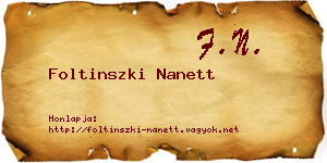 Foltinszki Nanett névjegykártya